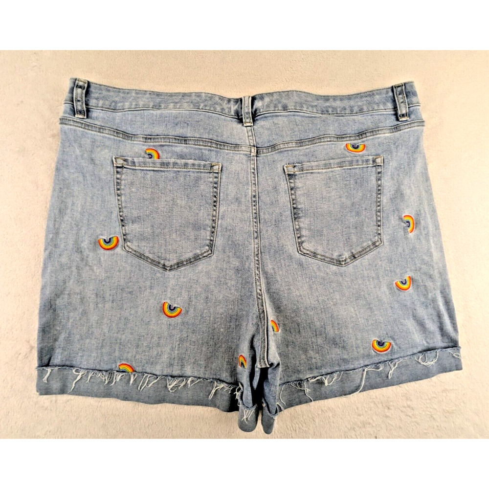 Lane Bryant sz 20 Mid Rise Boyfriend Midi Short cuffs denim rainbows 1141 - Picture 3 of 4